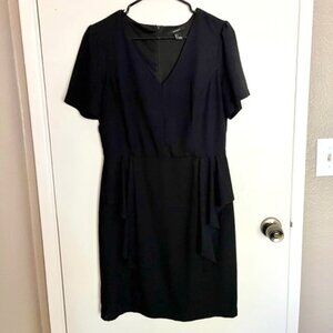 Black fitted knee length dress with ruffles